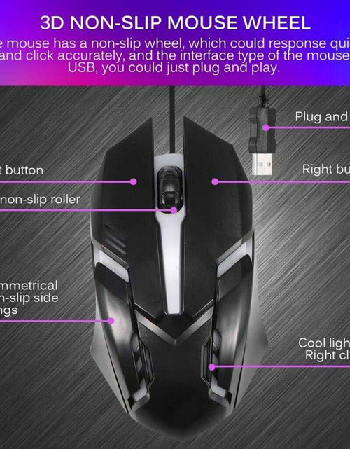 Load image into Gallery viewer, Rainbow Wired Gaming Keyboard and Mouse Combo, RGB Backlit Keyboard with 104 Key, USB Illuminated Gaming Mouse Set for Computer PC Gamer Laptop
