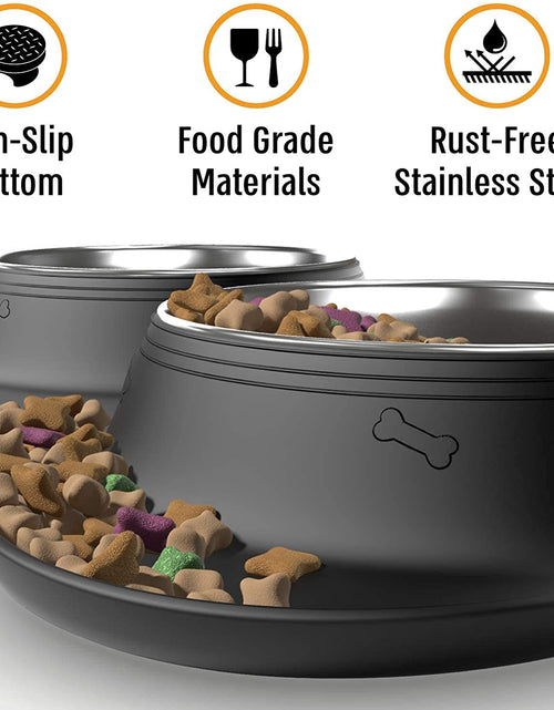 Load image into Gallery viewer, Dog Bowl Set, Stainless Steel No Spill Mess-Proof Food &amp; Water Dog Food Bowls with Skid Resistant Silicone Mat, Dog Bowls Small Size Dog, Medium, &amp; Large, Pet Puppy Bowls &amp; Dog Dishes
