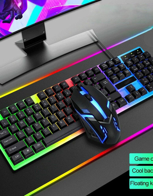 Load image into Gallery viewer, Rainbow Wired Gaming Keyboard and Mouse Combo, RGB Backlit Keyboard with 104 Key, USB Illuminated Gaming Mouse Set for Computer PC Gamer Laptop
