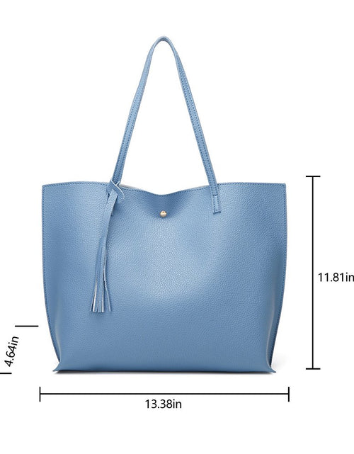 Load image into Gallery viewer, Tassel Tote Leather Bag for Women, Ladies Large Capacity Fashion Shoulder Handbag Bag Purses Satchel Messenger Bags for Woman Work Shopping - Light Blue
