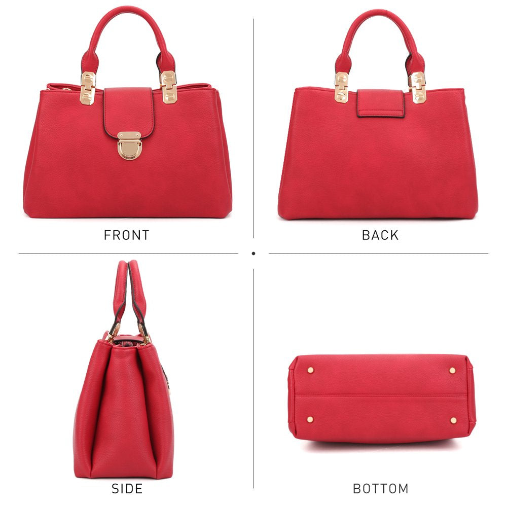 Women Satchel Handbags Top Handle Purse Medium Tote Bag Vegan Leather Shoulder Bag