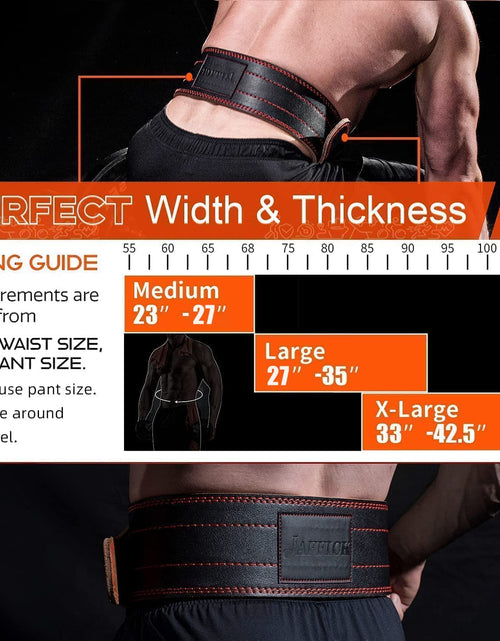 Load image into Gallery viewer, Genuine Leather Weight Lifting Belt (4 Inches Wide) Lower Back Support and Injury Prevention for Gym Fitness Workout Cross Training for Men Women - Squat Deadlift up to 800 Lbs
